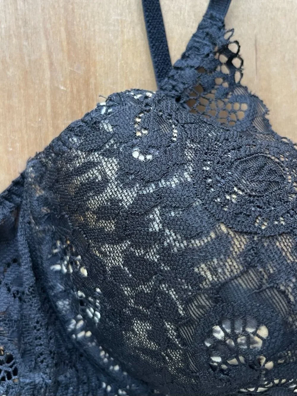 VICTORIA’S SECRET CHEETAH PRINT SILVER TAB PADDED SLIP Women’s sz 34B Black Lace
